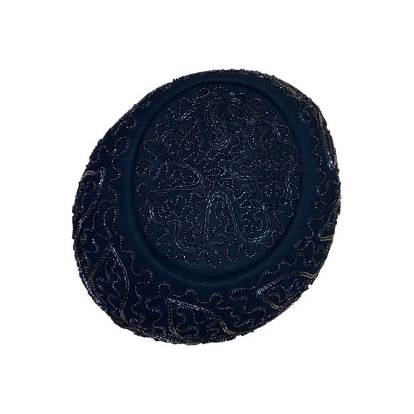 1940s Black Beaded Calot Hat Pinehurst Fifth Ave Cocktail Hat main image 8